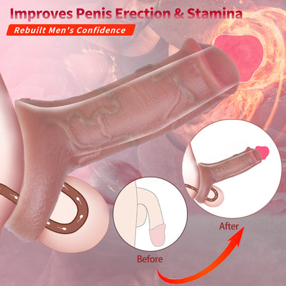 Gaine de pénis grandeur nature - Extenseur de manchon de pénis en silicone à extrémité ouverte Jouets sexuels pour hommes