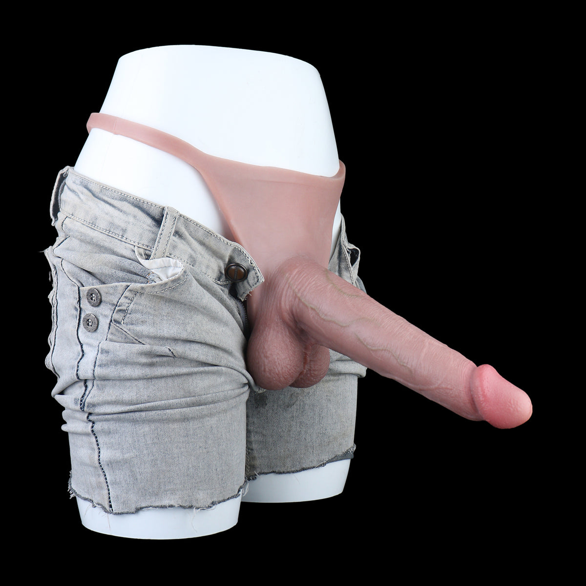 T-Bar Cock Sleeves | Realistic Hollow Penis Extension Sleeve with Ultra-Fine Skin Texture — Platinum Silicone Wearable Extender for ED & Length Enhancement