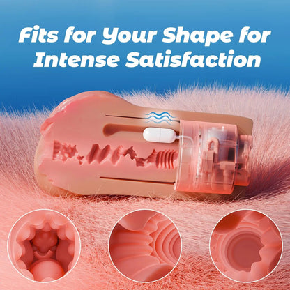 Realistic Pocket Pussy Male Masturbator - Sucking Vibrating Vagina Penis Massager Sex Toy
