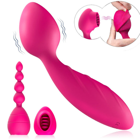Double End Anal Dildo G Spot Vibrator - Changeable Clit Stimulator Anal Beads Prostate Massager