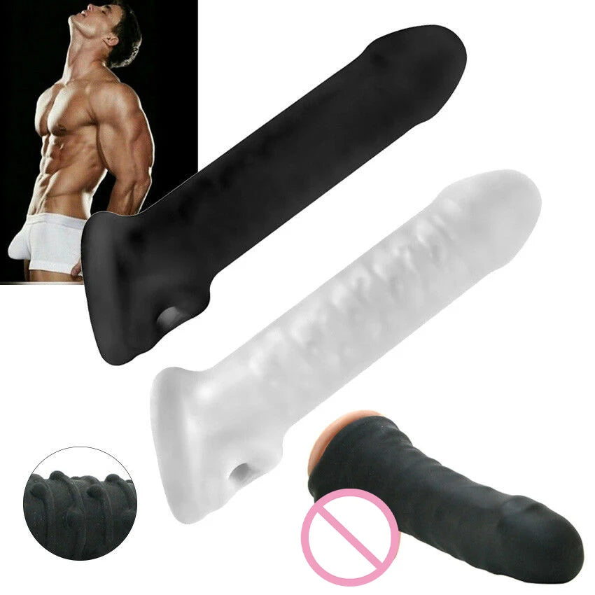 Jouet sexuel à manches de coq extensibles pour hommes - Agrandisseur de pénis de préservatif gode réaliste