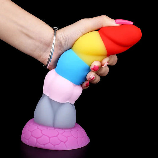 Godemiché anal en silicone arc-en-ciel - Godemiché fantaisie coloré - Jouets sexuels féminins