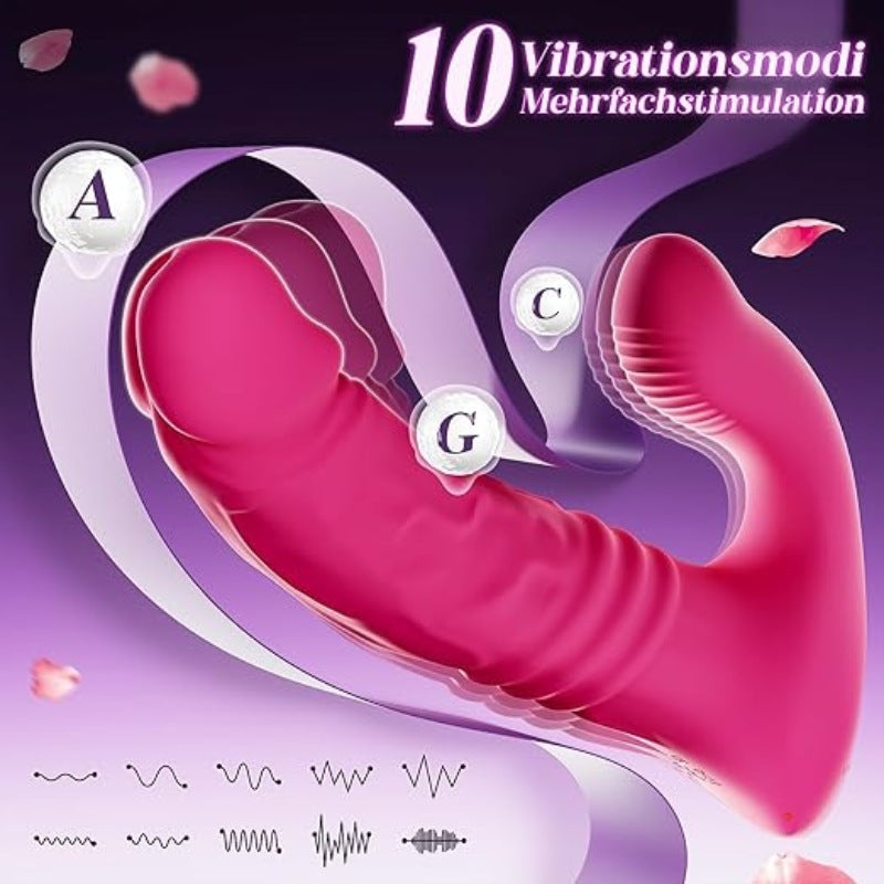 APP Controlled Thrusting Anal Dildo Clit Stimulator - Remoter Wearable G Spot Vibrator