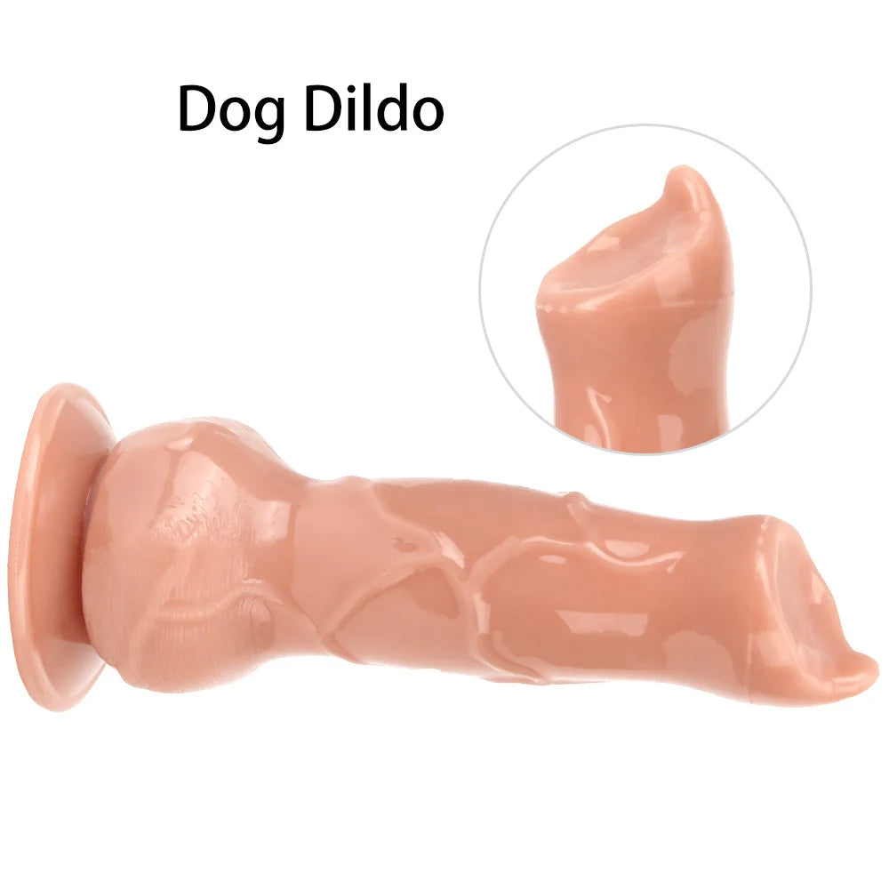 Realistic Dog Dildo - Silicone Animal Dildo Butt Plug Sex Toys for Men Women