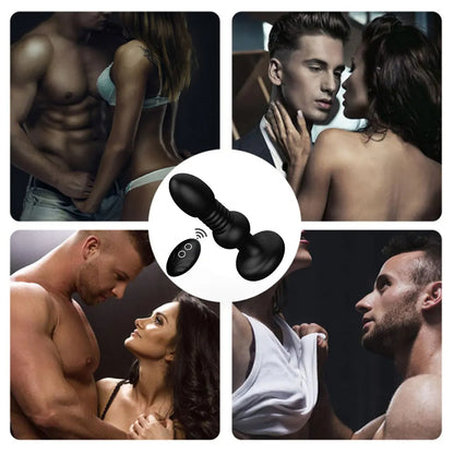 Schubdildo-Vibrator – ferngesteuertes Teleskop-Analplug-Prostata-Massagegerät