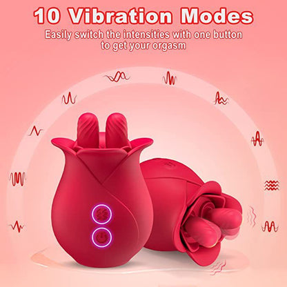 Pinces à clitoris Rose pour femmes, vibrateur à double langue, serrage du mamelon, jouets sexuels féminins