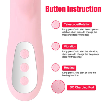 Clit Clamps Thursting Vibrator - Realistic Dildo Heat Sex Toys for Women