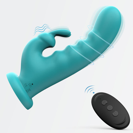 Rabbit Clitoral Vibrator G Spot Vibrating Butt Plug - Remote Control Double Clit Clamp Prostate Massager