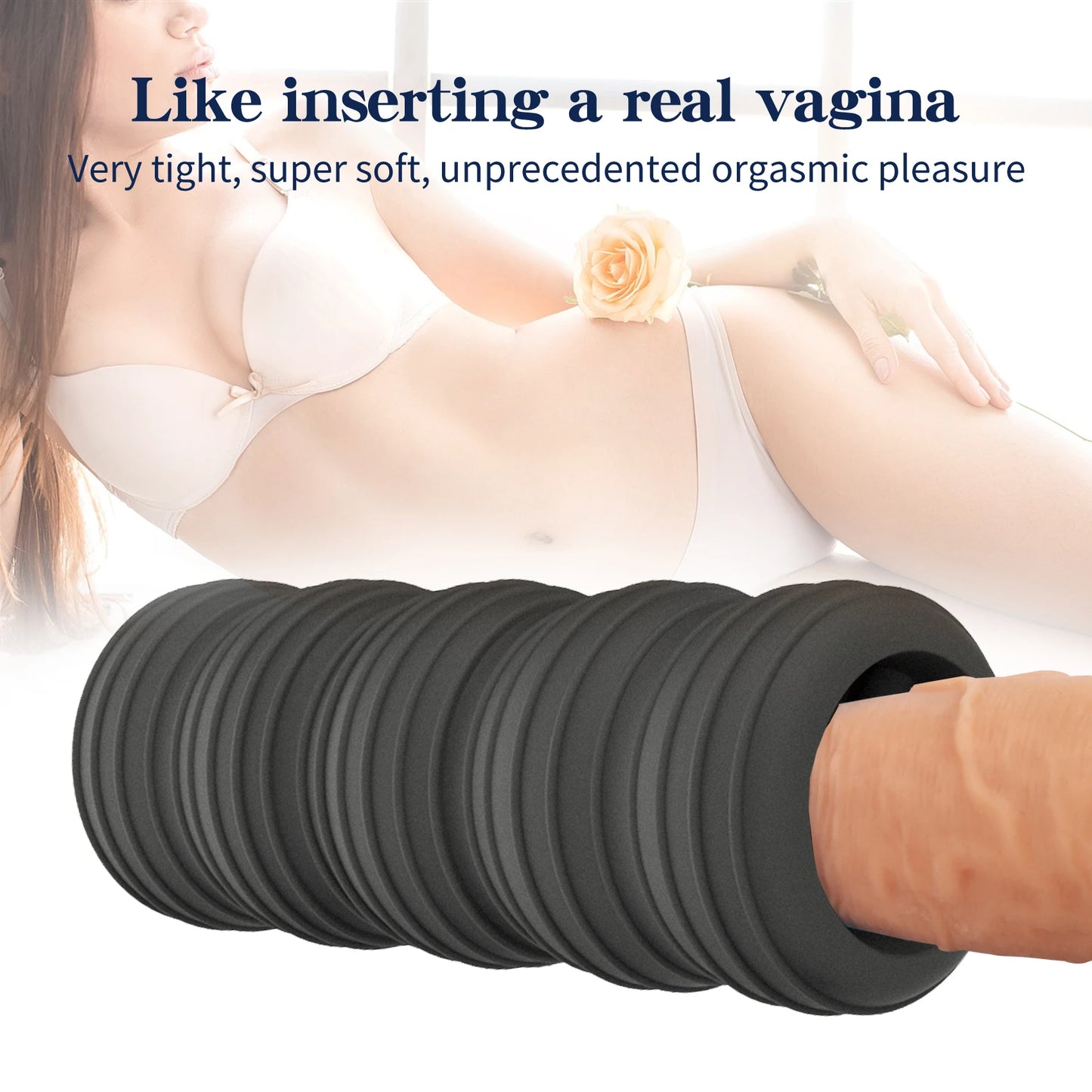 Silicone Pocket Pussy Male Masturbator - Strechy Realistic Vagina Penis Massager