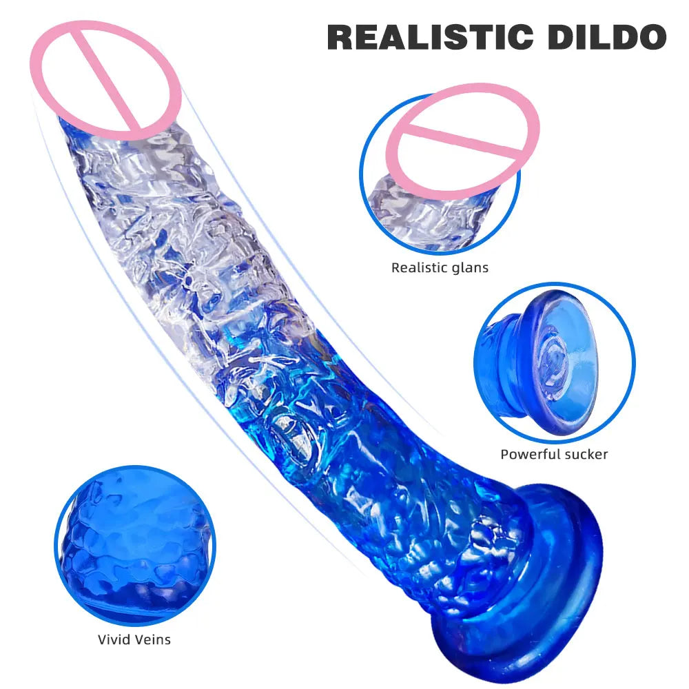 Strap On Dildo Couple Sex Toys - Harness Jelly Colorful Realistic Dildos for Lesbian
