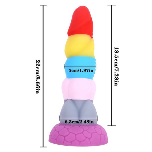 Rainbow Silicone Anal Dildo Butt Plug - Colorful Fantasy Dildos Female Sex Toys