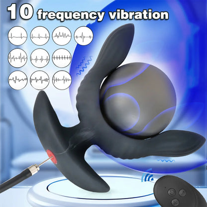 Inflatable Vibrating Anal Plug - Anal Ball Expander Estim Prostate Massager - Domlust