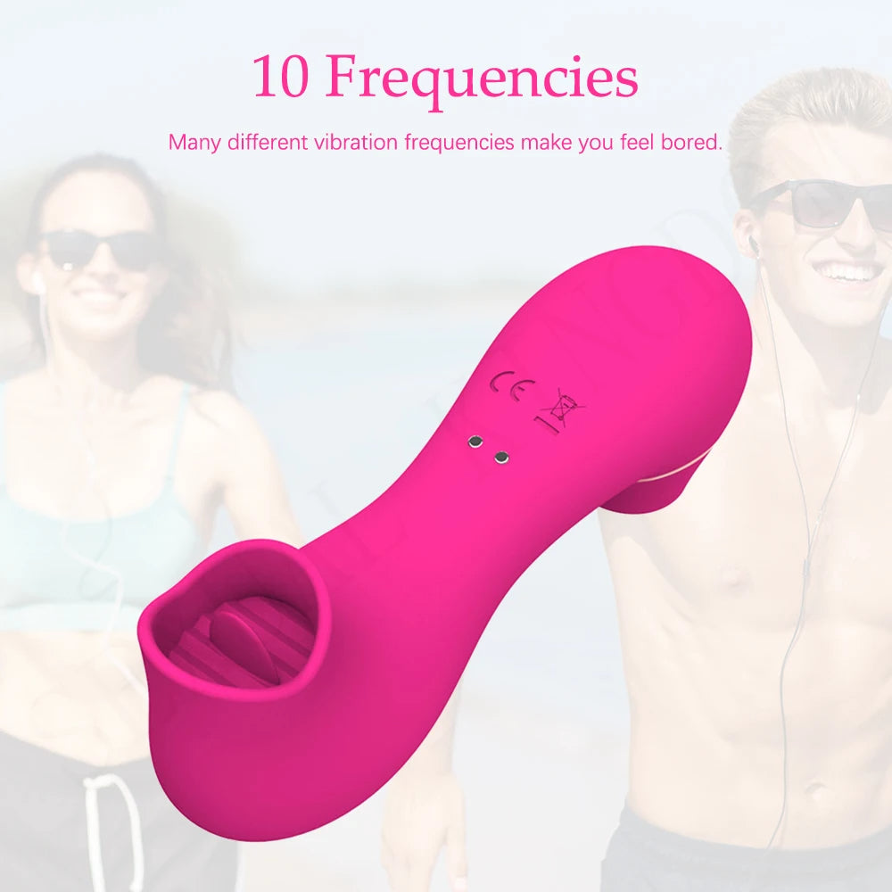 Sucking Vibrator - Tongue Licking Oral Sex Toys for Women Nipple Clamps Clitoral Stimulation