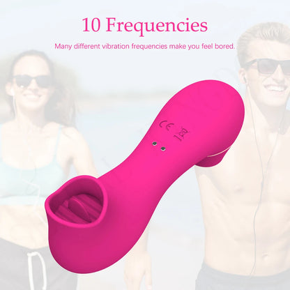 Sucking Vibrator - Tongue Licking Oral Sex Toys for Women Nipple Clamps Clitoral Stimulation
