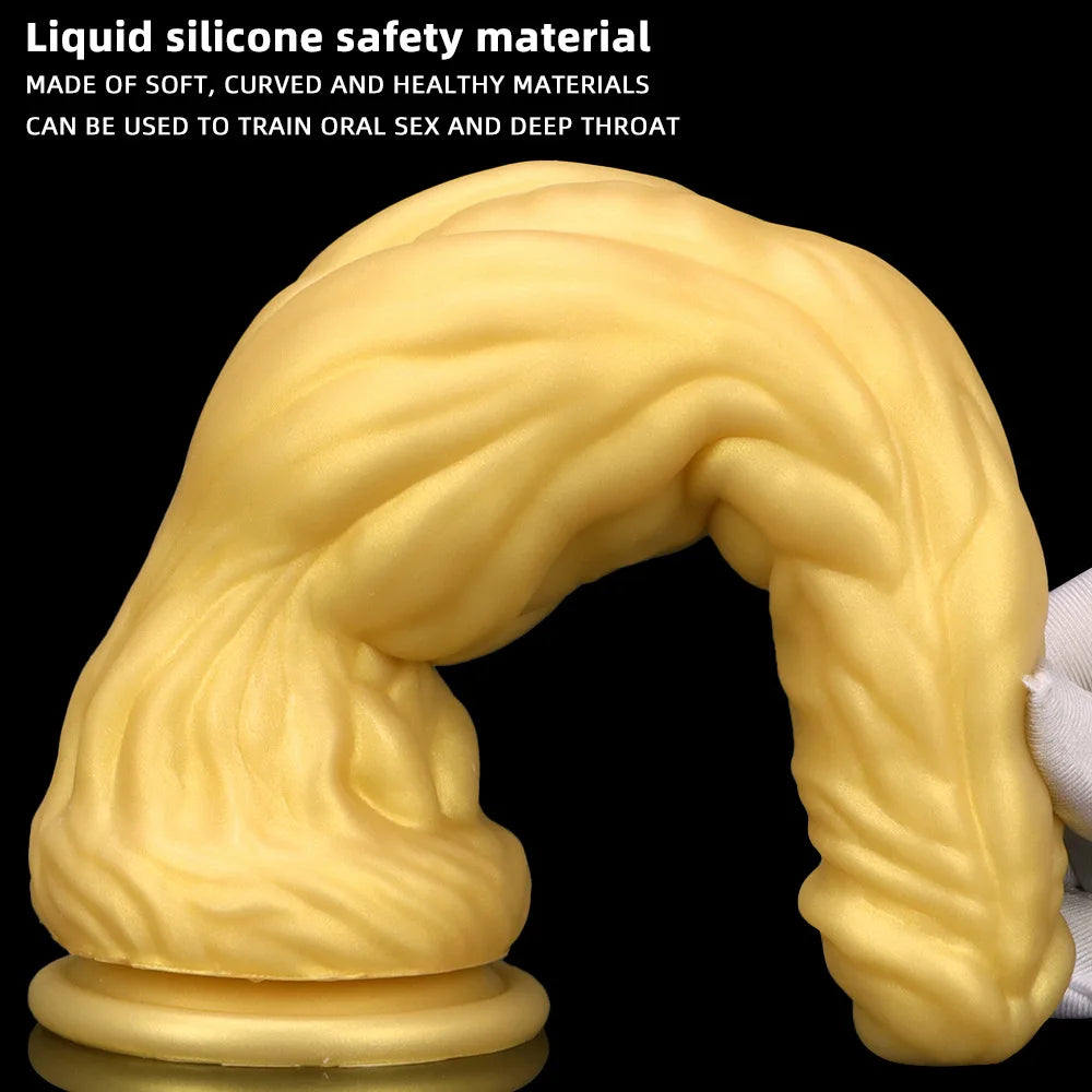Goldener Monsterdildo-Buttplug – Exotischer geknoteter Analdildo, Vaginal-Prostata-Sexspielzeug