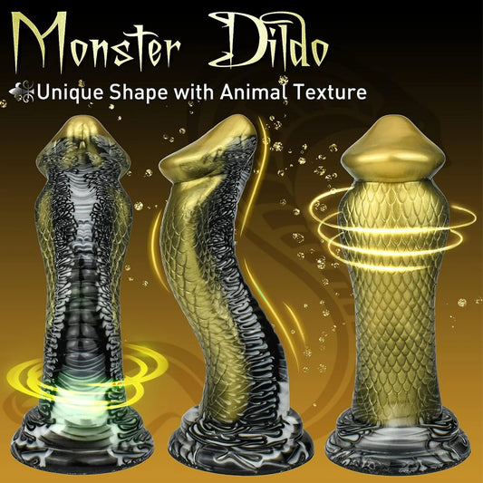 Serpent Monsterdildo Butt Plug - Gros Godes Fantaisie Dorés Animal Vagin Anal Sex Toys