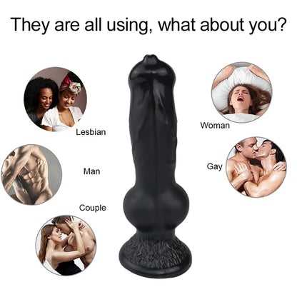 Monster Dog Dildo Butt Plug - Suction Cup Realistic Animal Dildos Female Sex Toys