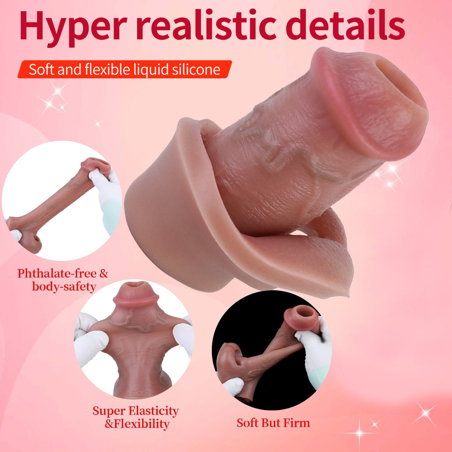 Gaine de pénis grandeur nature - Extenseur de manchon de pénis en silicone à extrémité ouverte Jouets sexuels pour hommes