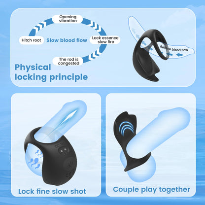 Vibrating Cock Ring Male Sex Toys - Remote Control Penis Delay Ejaculation Vibrator