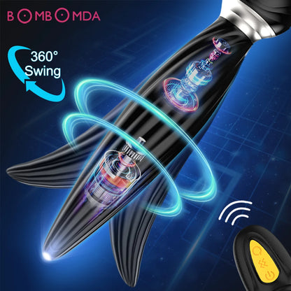 Fernbedienungs-Prostata-Massagegerät – 360°-Drehung, klemmender Buttplug, Analspielzeug