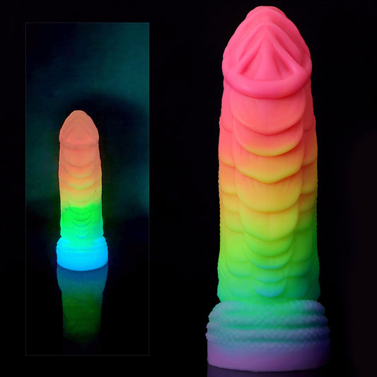 Luminous Dragon Monster Dildo Butt Plug - Colorful Realistic Anal Dildos Silicone Sex Toy
