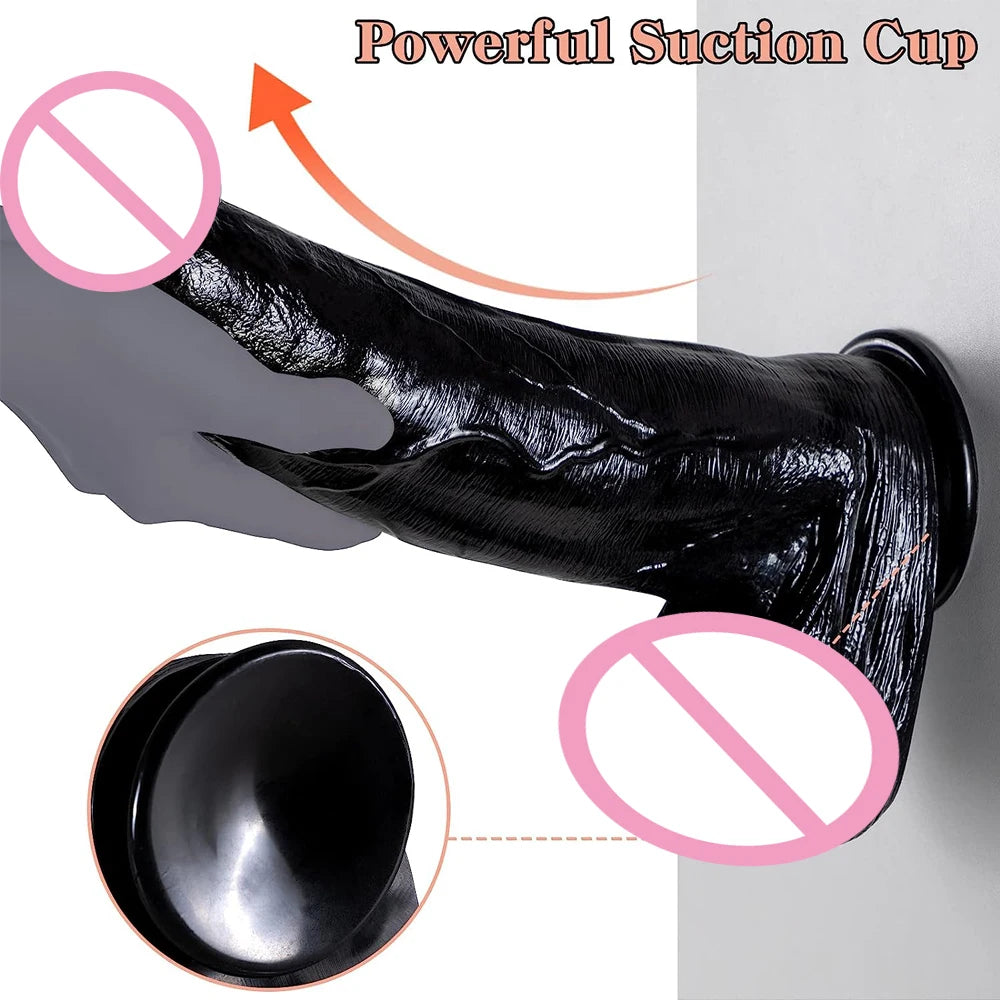 Realistic Black Dildo Butt Plug - Huge Silicone Anal Dildo Suction Cup Sex Toys
