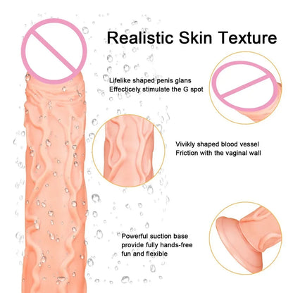 14-inch Long Realistic Anal Dildo Butt Plug - Silicone Dildos G Spot Prostate Massager