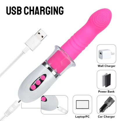 Zungen-Klitoris-Vibrator – austauschbare Nippelklemmen, die vibrierende Dildo-Sexspielzeuge schieben