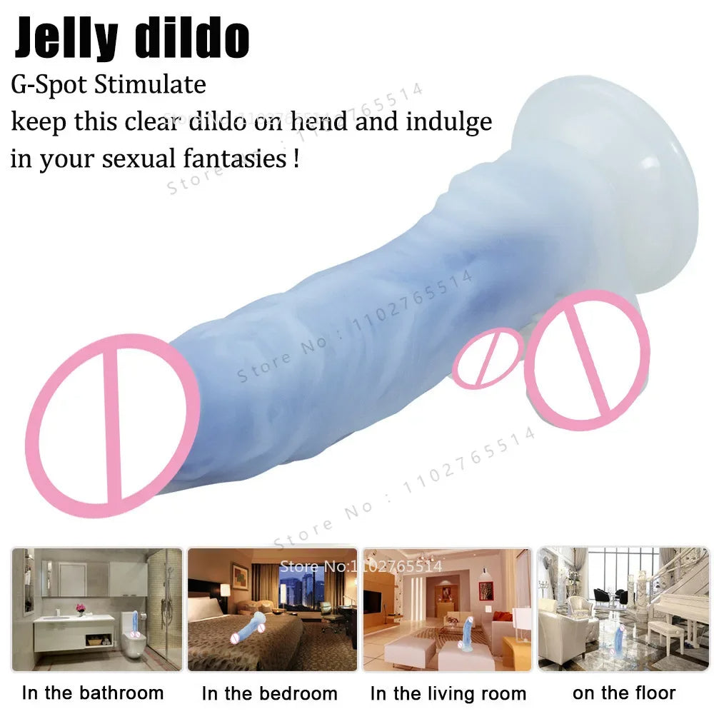 Jelly Luminous Anal Dildos Butt Plug - Realistic Dildo Silicone Vaginal Prostate Massager