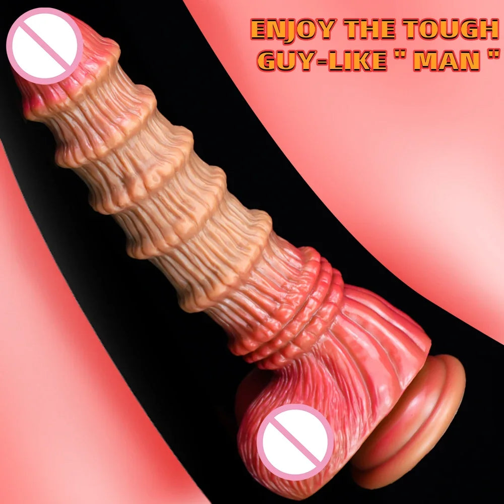 Huge Monster Anal Dildo Butt Plug - Big Threads Fantasy Dildos Female Sex Toy