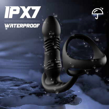 APP Control Thrusting Dildo Anal Vibrator - Remote Control Cock Ring Male Sex Toy