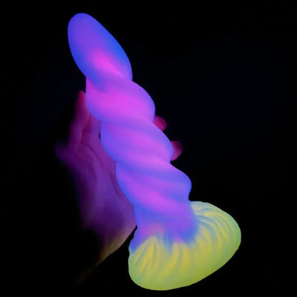 Sprial Fantasy Dildo Anal Plug - Luminous Silicone Dildos G Spot Prostate Massager