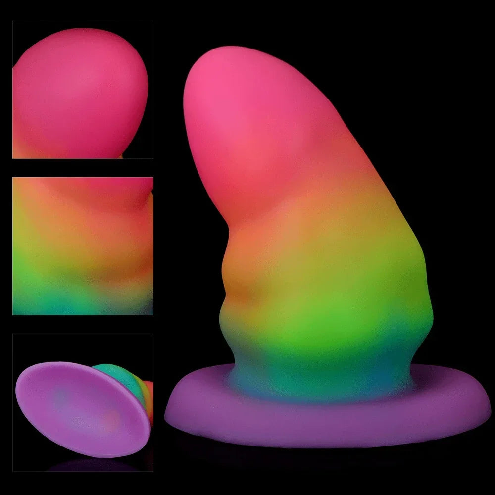 Fantasy Luminous Anal Dildo Butt Plug - Buntes großes Vaginal-Anal-Sexspielzeug aus Silikon