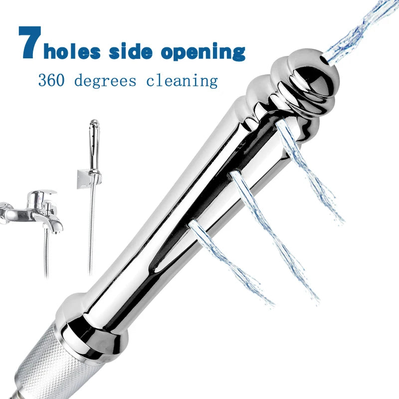 Enema Bidet Anal Douche Shower Cleaning - 7 Holes Side Opening Metal Anal Cleaner