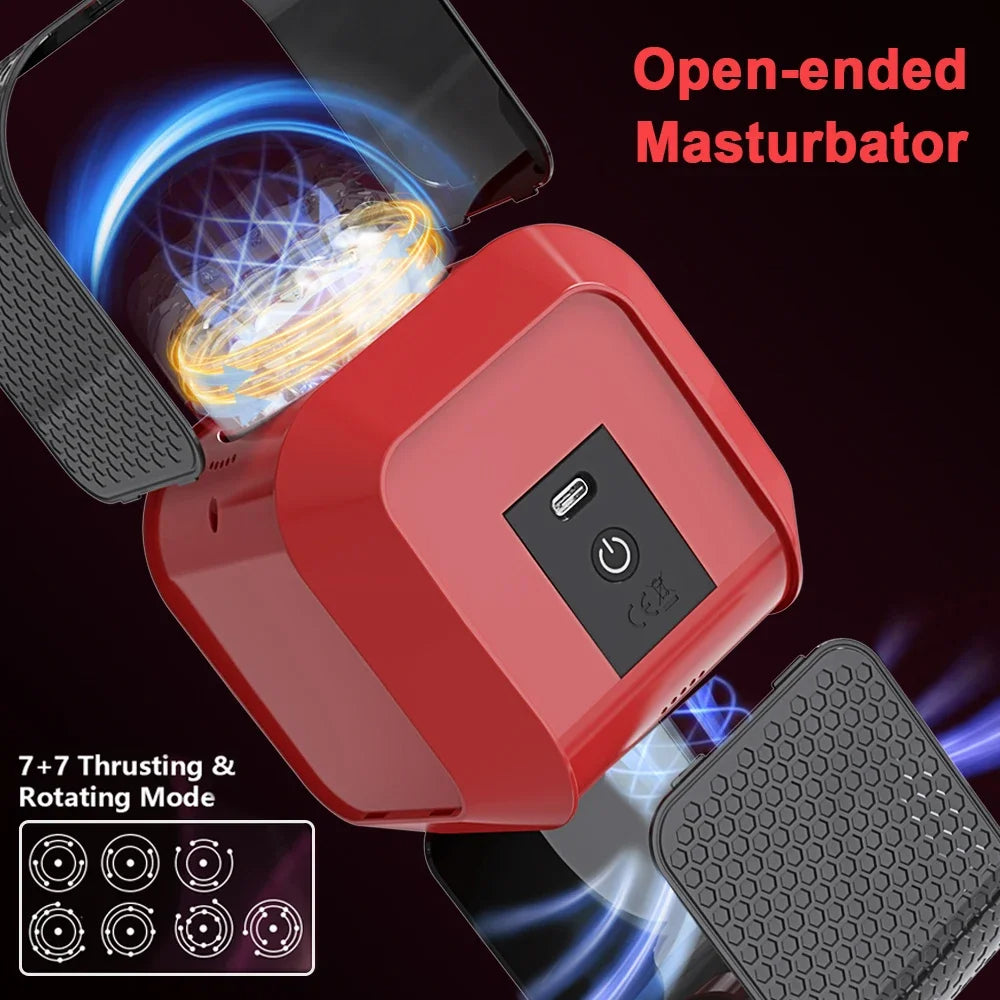Thrusting Adult Stroker Male Masturbator - Telescopic Pocket Pussy Blowjob Sex Toys for Men