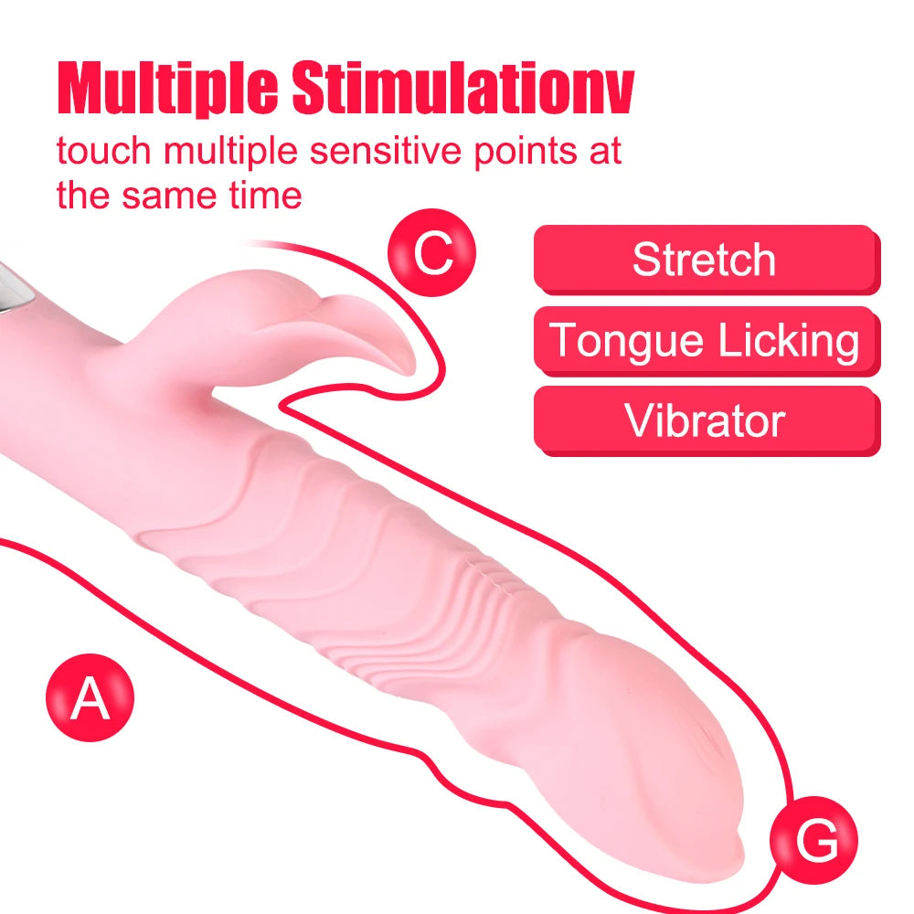 Clit Clamps Thursting Vibrator - Realistic Dildo Heat Sex Toys for Women