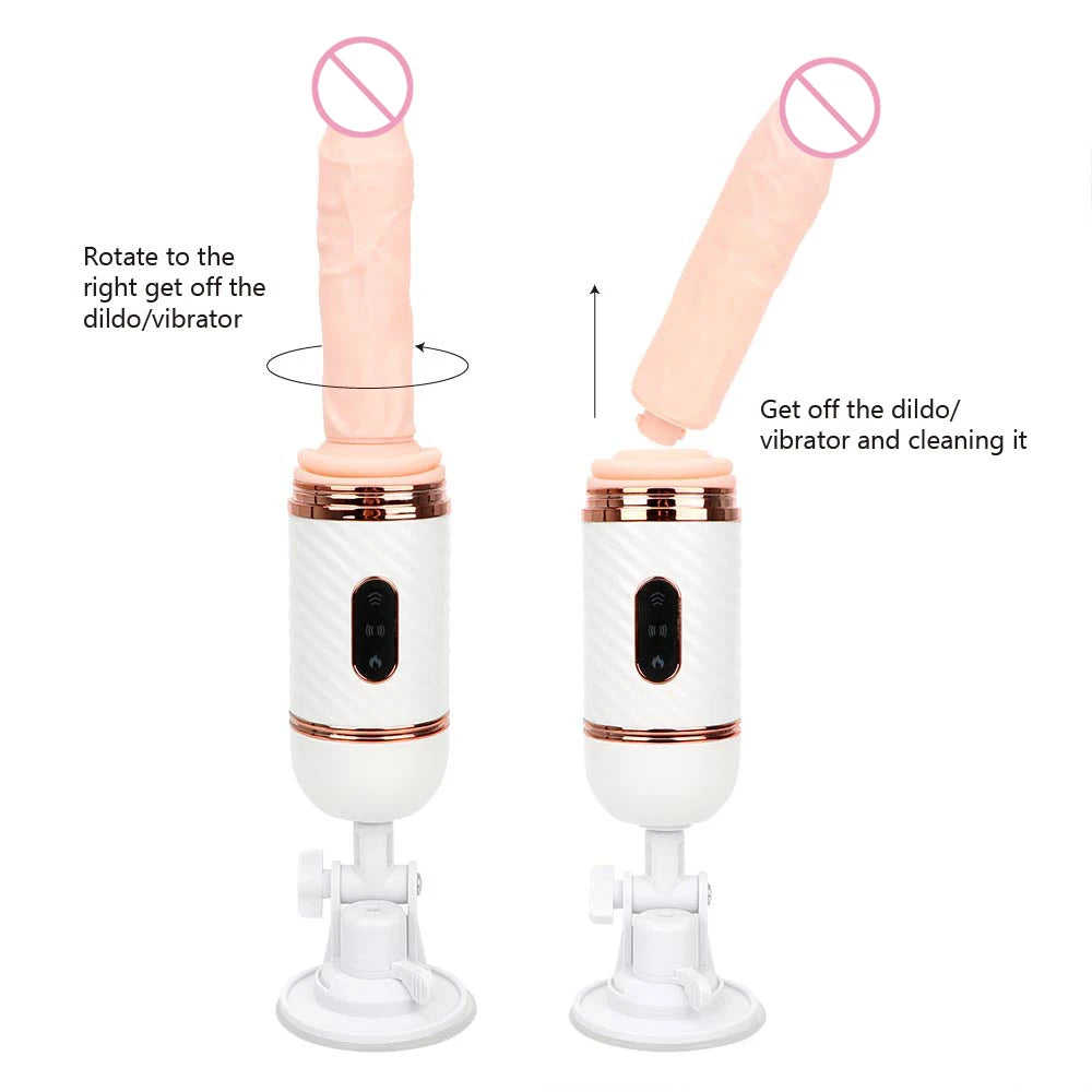 Thrusting Dildo Sex Machine - Remote Control Suction Cup Vibrator Telescopic Female Sex Toys