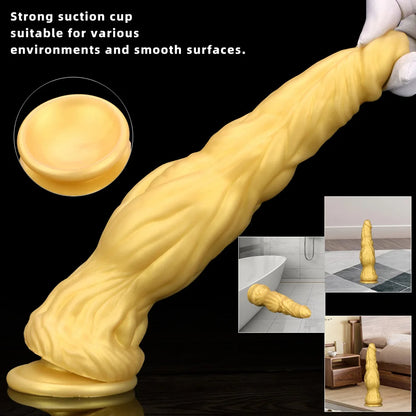 Goldener Monsterdildo-Buttplug – Exotischer geknoteter Analdildo, Vaginal-Prostata-Sexspielzeug