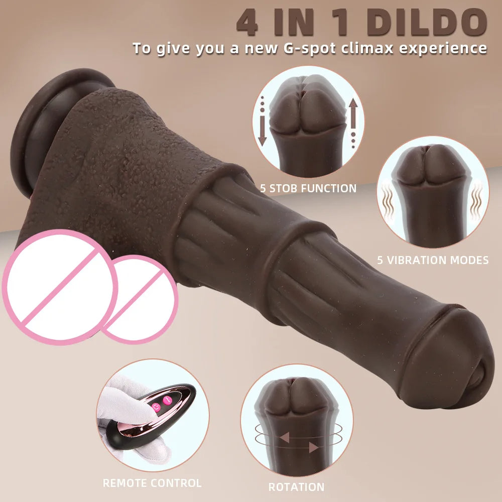 Remote Control Thrusting Huge Horse Dildo - Realistic Animal Vibrating Dildos Butt Plug