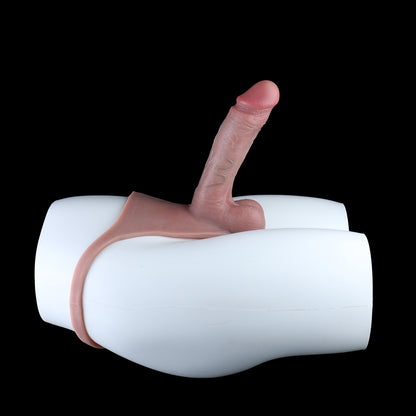 Full-Harness Cock Sleeves | Wearable Hollow Penis Extender with Realistic Skin Texture — Platinum Silicone Enlargement Sleeve for ED & Size Enhancement