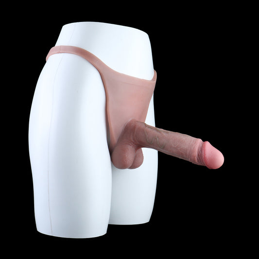Full-Harness Cock Sleeves | Wearable Hollow Penis Extender with Realistic Skin Texture — Platinum Silicone Enlargement Sleeve for ED & Size Enhancement