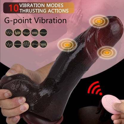 Ebenholz-Stoßdildo mit vibrierendem Analplug – Fernbedienung, realistischer Analdildo, Sexspielzeug für Frauen