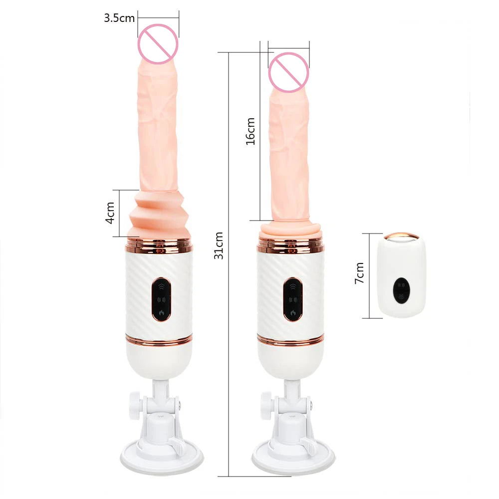 Thrusting Dildo Sex Machine - Remote Control Suction Cup Vibrator Telescopic Female Sex Toys