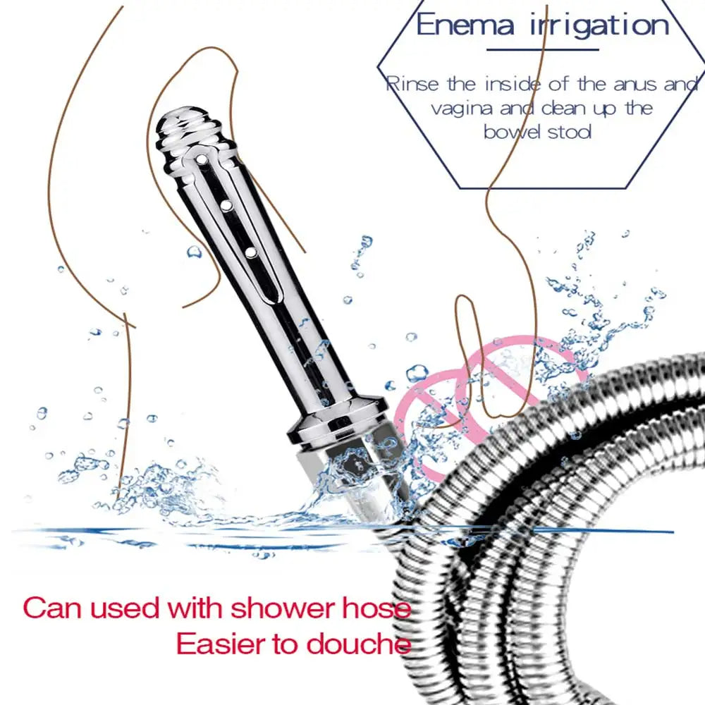 Enema Bidet Anal Douche Shower Cleaning - 7 Holes Side Opening Metal Anal Cleaner