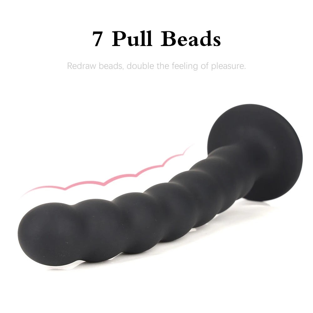 Plug anal en silicone - 7 perles de traction gode anal masseur de prostate point G