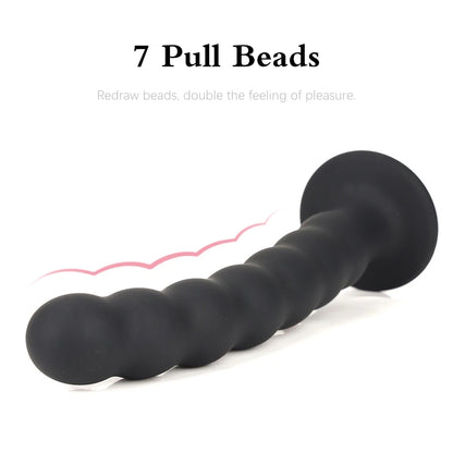 Plug anal en silicone - 7 perles de traction gode anal masseur de prostate point G