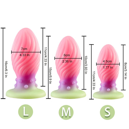 Luminous Anal Dilator Butt Plug - Pink Anal Dildo Knotted Silicone Female Sex Toys