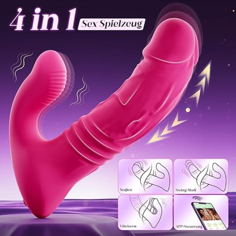 APP Controlled Thrusting Anal Dildo Clit Stimulator - Remoter Wearable G Spot Vibrator