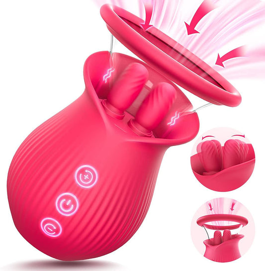 Nipple Clit Stimulator - Dual Tongue Rotating Licking Oral Sucking Female Sex Toys