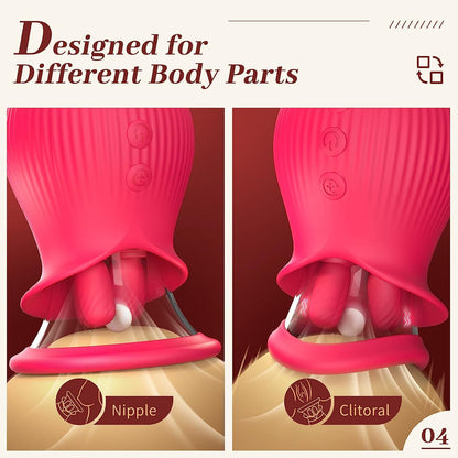 Nipple Clit Stimulator - Dual Tongue Rotating Licking Oral Sucking Female Sex Toys